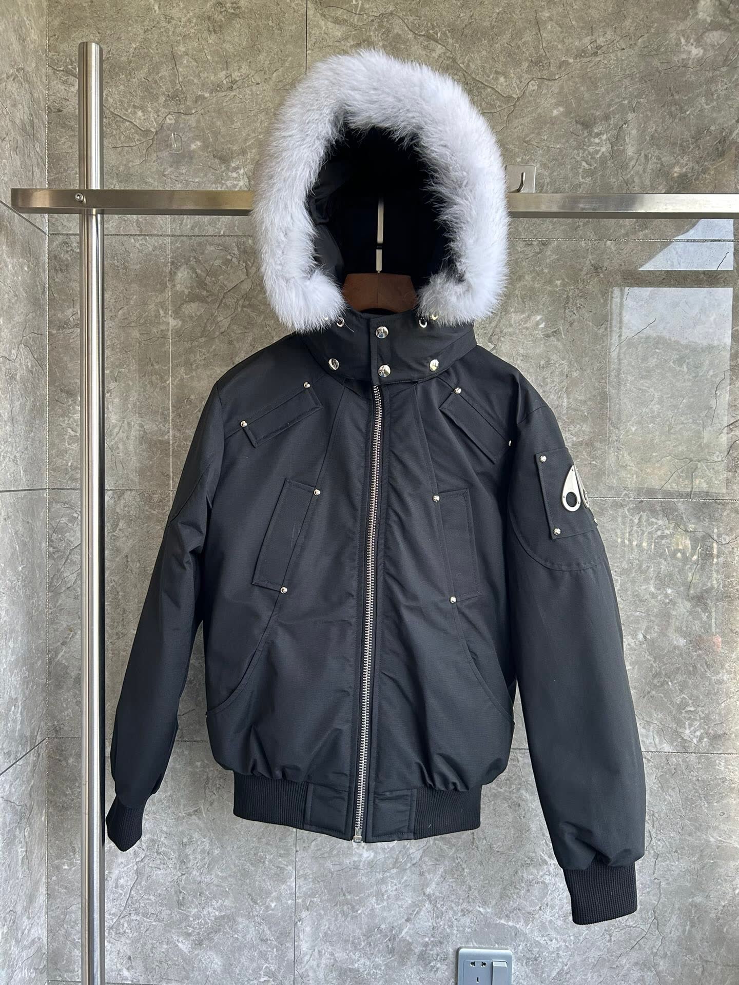 Moose Knuckles Hooded Down Bomber Jacket Moose Knuckles Hooded Down Bomber Jacket